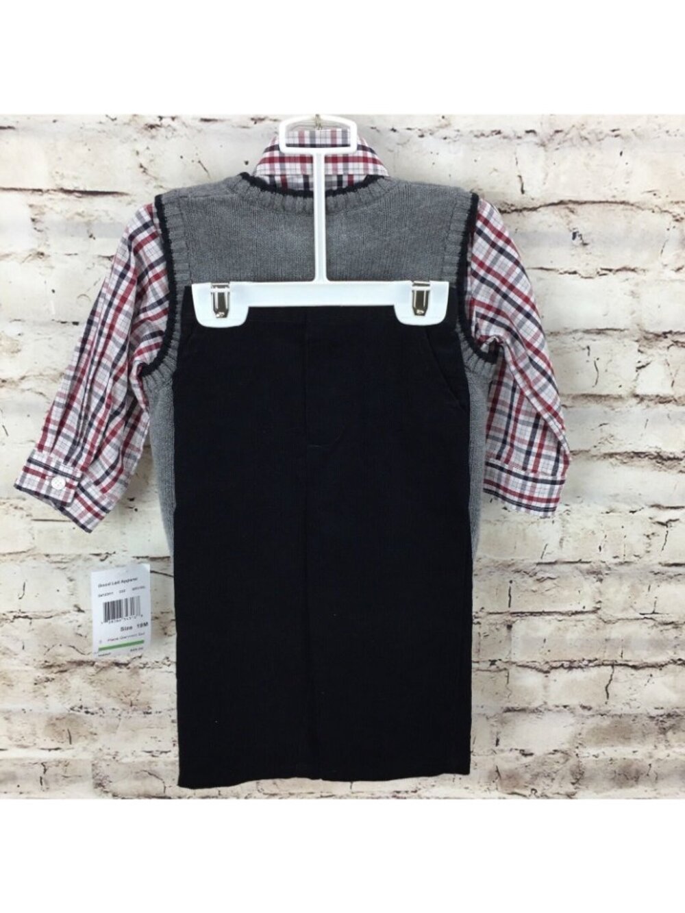 Good Lad Boys Outfit Size 24 M 2T Arglye Sweater Vest Pant Toddler 3 Pc - Picture 3 of 7